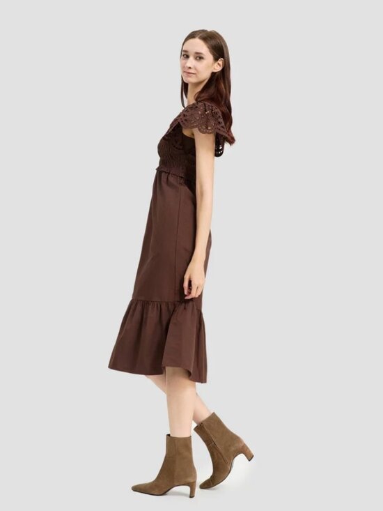 Universal Thread Dresses & Skirts - Women's Flutter Short Sleeve Midi A-Line Dress - Universal Thread Brown S